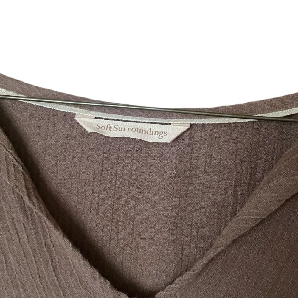 Soft Surroundings Lyra Tassel Dolman Sleeve Top Brown V Neck Boho - Picture 5 of 6